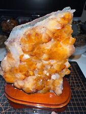 Natural Citrine Crystal Cluster Large Raw Citrine Cluster with wood stand 4.2lbs picture