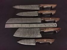 5 PCS CUSTOM HAND MADE DAMASCUS STEEL CHEF KNIFE SET ROSEWO HANDLE W/SHEATH A101 picture