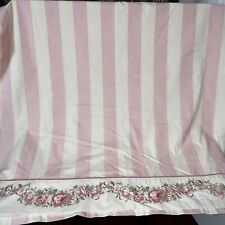 Vintage Laura Ashley Full Flat Sheet - Pink And White Striped Floral EUC picture