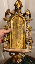 Old Carved Wood Gold Git Painted Wooden Diplay Shelf Spain Spanish Faux Marble picture