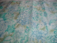 Vtg 80s Daisy Flowers Teal Blue Sage Green Linen Like Sew Fabric 52x43 #554 picture