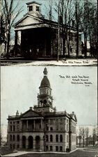 Hillsdale Michigan old and new Courthouse ~ 1910 LILLIAN GROUT Ft. Wayne IN picture