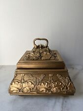 Vintage Gold Floral Botanical Design Trinket Jewelry Box picture
