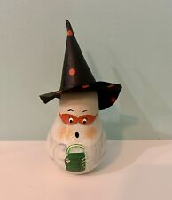 VTG Halloween Ghost Witch Hand Painted Wood Shelf Sitter Figurine picture