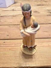 Homco Home Interior Native American Figure Woman & Baby 1447 Snow Feather 1995 picture