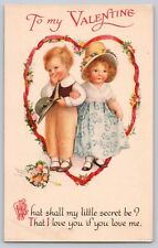 Postcard Valentine's Day Unsigned Clapsaddle Wolf Publishing Girl & Boy Heart picture