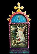 VTG Mexican Folk Art Retablo Religious Signed Wooden Shadow Box Hand Painted 95’ picture