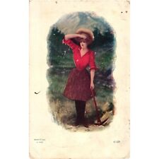 1905 J Tully Woman With Pick Ax by HM Pollock Postcard Posted1908 picture