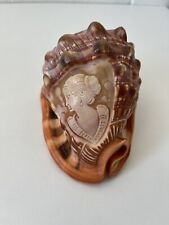 Vintage Italian Hand Carved Victorian Woman Cameo Conch Shell  picture