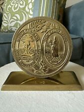 Signed Brass South Carolina Patchwork & Interiors Greenville, SC Plaque/bookend. picture