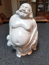 Vintage White Porcelain Standing White Happy Laughing Buddha Statue 9