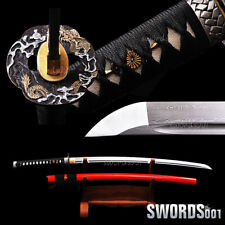 Brass Fittings Japanese Samurai Katana Warrior Sword Damascus Folded Steel Blade picture