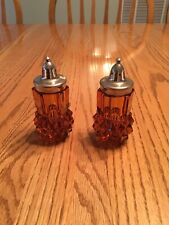 Vintage Amber Whitehall Amber Indian Glass Salt & Pepper Set Excellent Preowned  picture