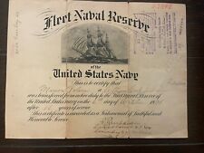 VINTAGE CERTIFICATE US NAVAL RESERVE 1928 SIGNED COMMD OFFICER USS MCDERMUT picture