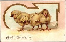 Vintage Antique Postcard Easter Baby Chicks Rubbing Butts Hatching Eggs Art P01 picture