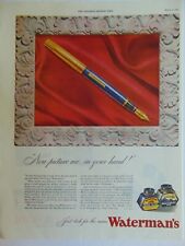 1944 WATERMAN'S Fountain Ink Pen vintage art print ad picture