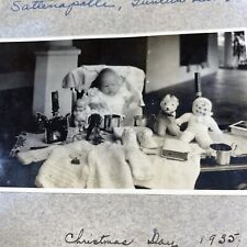 5 Vintage Photograph 1935 Black And White Baby, Christmas Pic With Baby Dolls picture