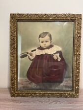 Antique Victorian Baby Portrait In Gold Frame picture