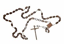 Vintage 64” Oversized Wall Rosary Wooden Beads & Crucifix Made in Italy picture