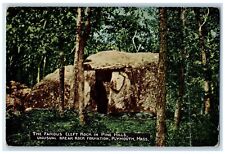 1925 Famous Cleft Rock In Pine Hills Break Rock Formation Plymouth MA Postcard picture