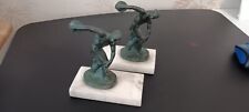 Two Original Solid Bronze 1920's Discus Throwers (Possibly Greek Olympics) picture