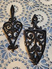 Pair Of Mid Century JZH 1952 Black Iron Trivets picture
