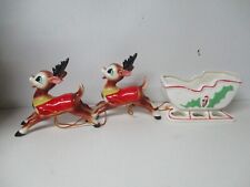Vintage R&B Ceramic Japan Christmas - 2 Reindeer Pull Sleigh picture