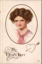 1915 VALENTINE'S DAY Greetings Postcard Pretty Girl 