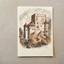 Vintage Château d'Angenstein Watercolor Postcard, Bern, Swiss Castle Switzerland picture