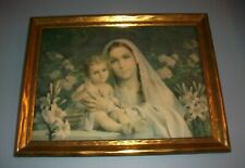 Vintage White Lily Madonna Christian Mary Jesus Child Lithograph Art Print 19x15 picture