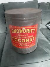 Snowdrift Coconut 25lb Can Steel Tin Metal Handles Antique Franklin Baker Co.USA picture