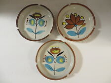 Vintage Ashtray Set of 3 Ceramic Painted Flower Pottery picture