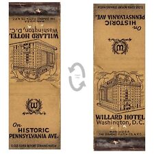 Vintage Matchbook Cover Willard Hotel Washington DC 1930s Pennsylvania Avenue picture