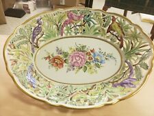 RARE Antique 1817 PMP Germany Reticulated Birds & Floral Bowl 14