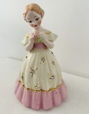 Vintage Holland Mold Southern Belle Girl Figurine Pink Dress Gold Trim and Gems picture