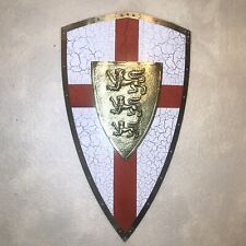 Knight Templar Shield w/ 3 Lions Red Cross Crusaders Metal 31” Shield ~ Rare picture