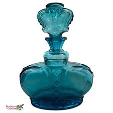 Victrylite Royal Crown Barware Italian Ice Blue Glass Decanter Oshkosh WI VTG picture