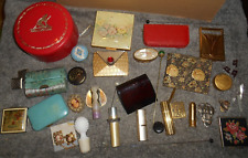 Vintage JUNK DRAWER LOT Vanity Collectibles Jewelry Mirrors Compact Hat Pins picture