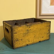 Vtg 1950’s Yellow Wood Coke Crate 6 FAMILY SIZE Six Pack HTF PERRY FL picture