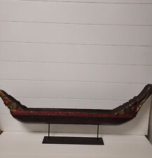Vintage Large Indonesian Hand Carved Painted Wood Canoe Art Sculpture picture