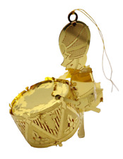 Vintage Midwest Gold Metal Marching Band Drummer Boy Christmas Holiday Ornament picture