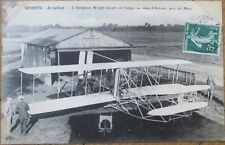 French Aviation 1908 Postcard, Wilbur Wright Airplane Biplane, Hangar picture