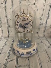Waltham Anniversary Clock Dome Porcelain Base Dial Crystallized Dolphin Spins picture