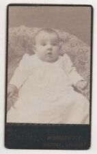 ANTIQUE CDV CIRCA 1880s KINSLER CUTE BABY IN WHITER DRESS BRISTOL VERMONT picture
