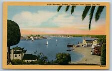 Newport Harbor California Corona Del Mar Linen Postcard 1950s N1H picture