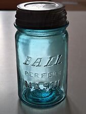 ***AWESOME*** Blue Pint Ball Perfect Block Letter Mason Fruit Jar  picture