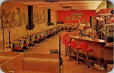 Postcard Walgreen's Grill Room Interior Orange Counter Mural Colorado Springs CO picture
