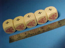 Vintage French Cream Poker Dice Kings Queens Jacks Ace Clubs Nine Ten Excellent picture