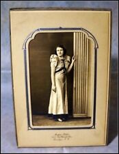 Vintage B&W Photograph Portrait Woman Art Deco Studio Holder 3.25 X 5 in #A2975 picture