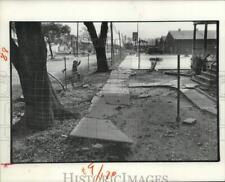 1977 Press Photo Fence Blocks Sidewalk During Construction in Houston, Texas picture